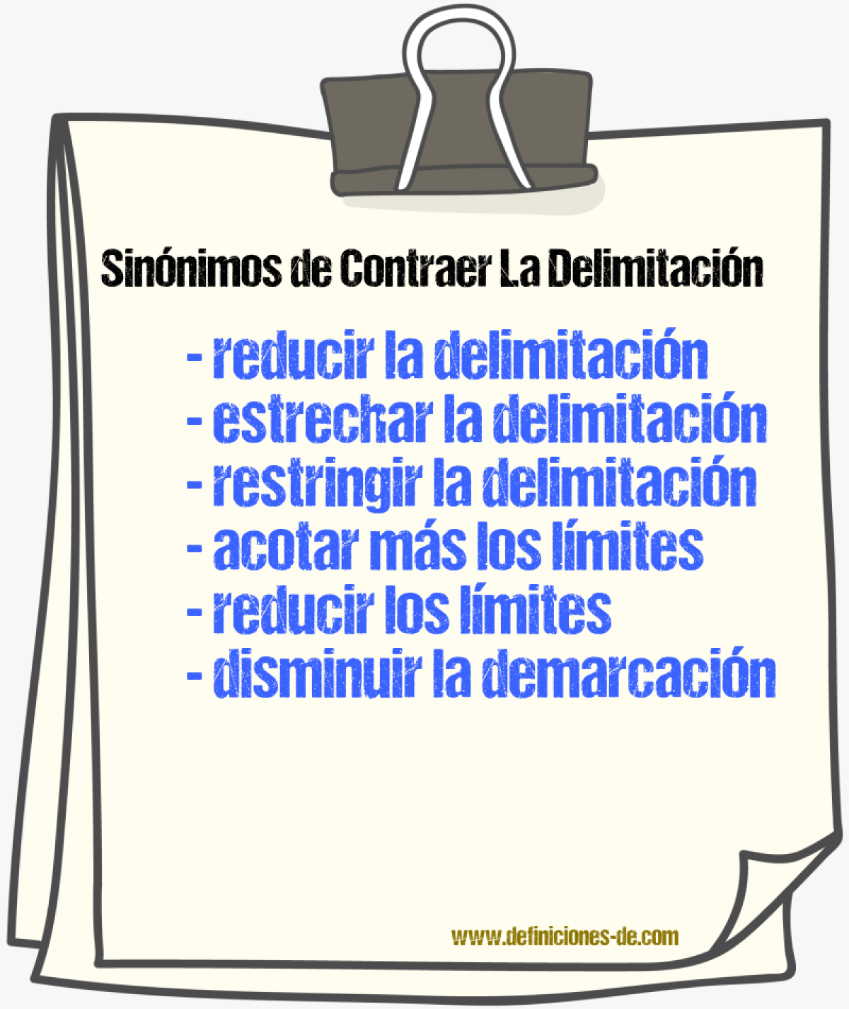 Sinónimos de contraer la delimitación