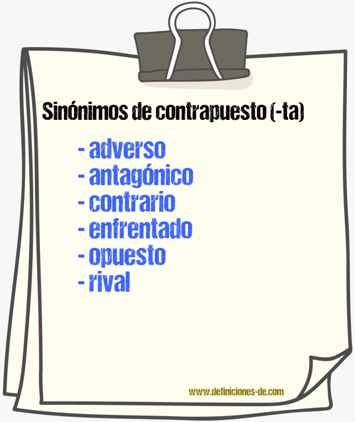 Sinnimos de contrapuesto