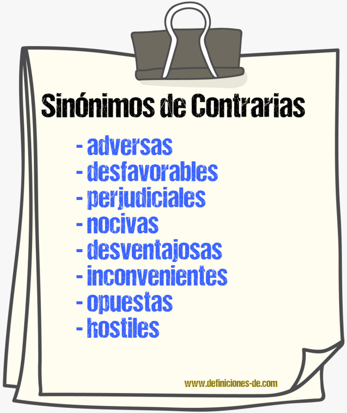 Sinónimos de contrarias