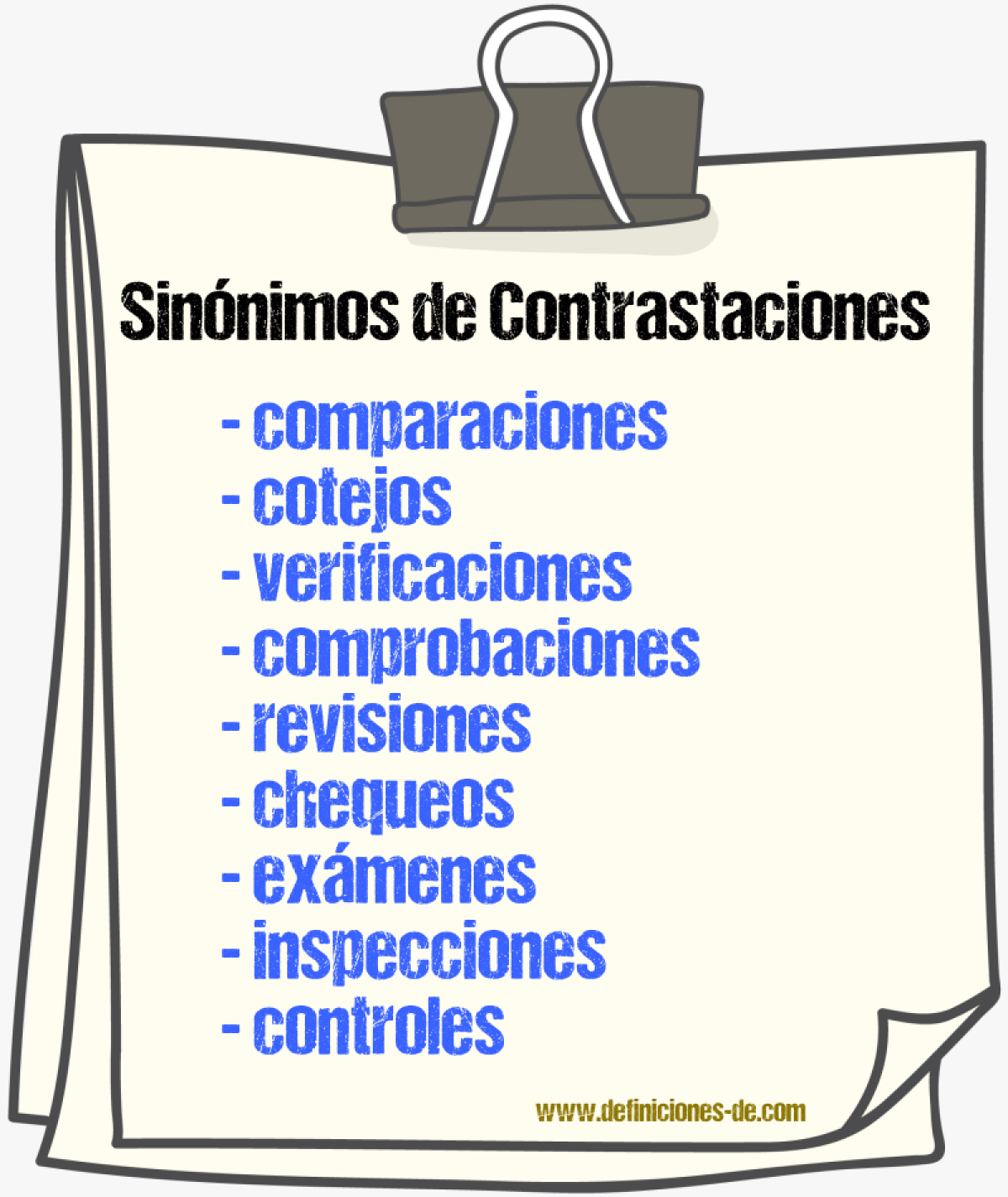 Sinónimos de contrastaciones