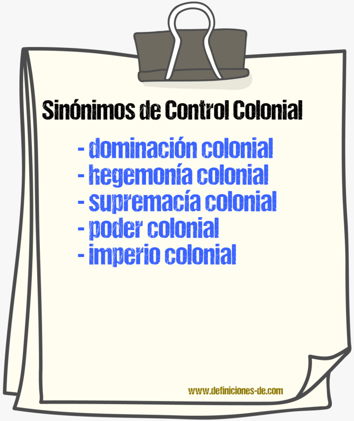 Sinónimos de control colonial