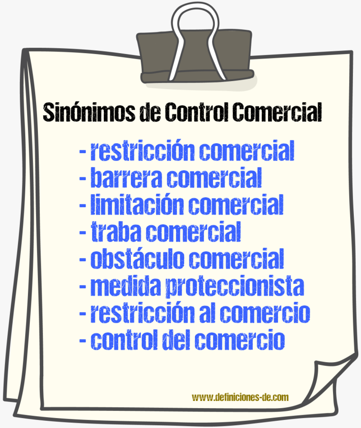 Sinónimos de control comercial