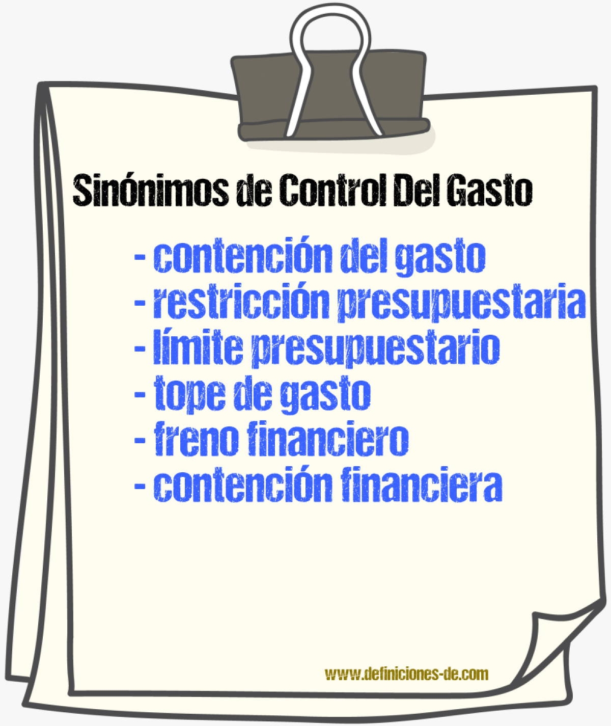 Sinónimos de control del gasto