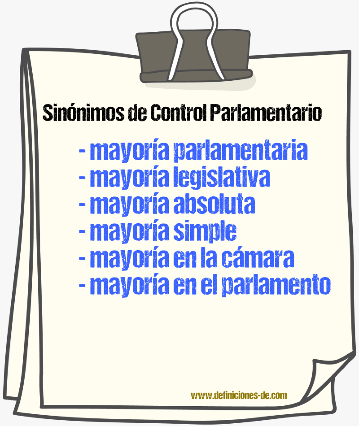 Sinónimos de control parlamentario