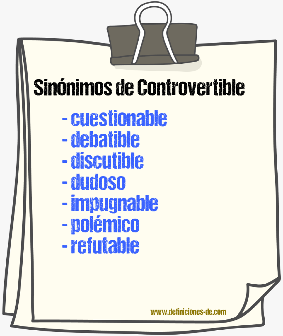 Sinnimos de controvertible