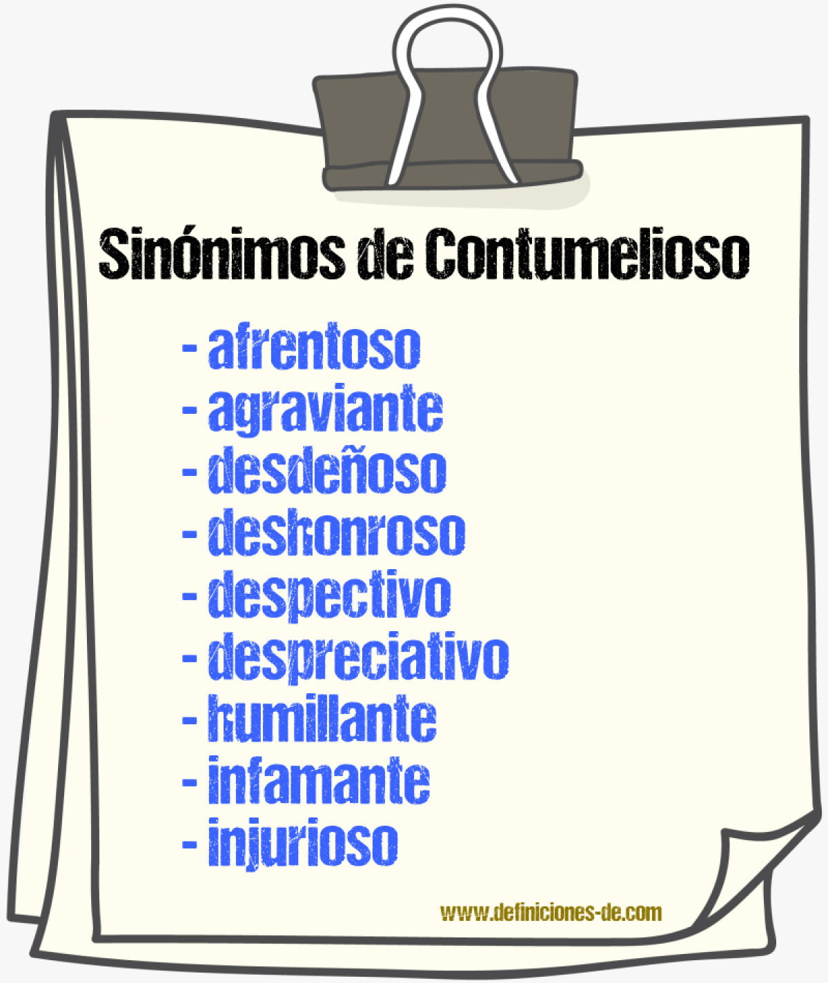 Sinnimos de contumelioso