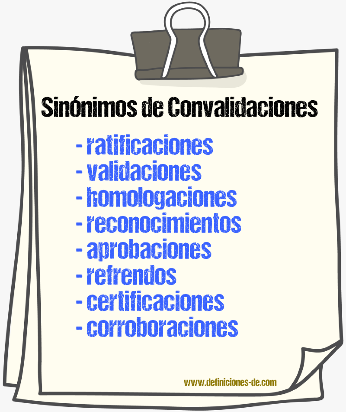 Sinónimos de convalidaciones