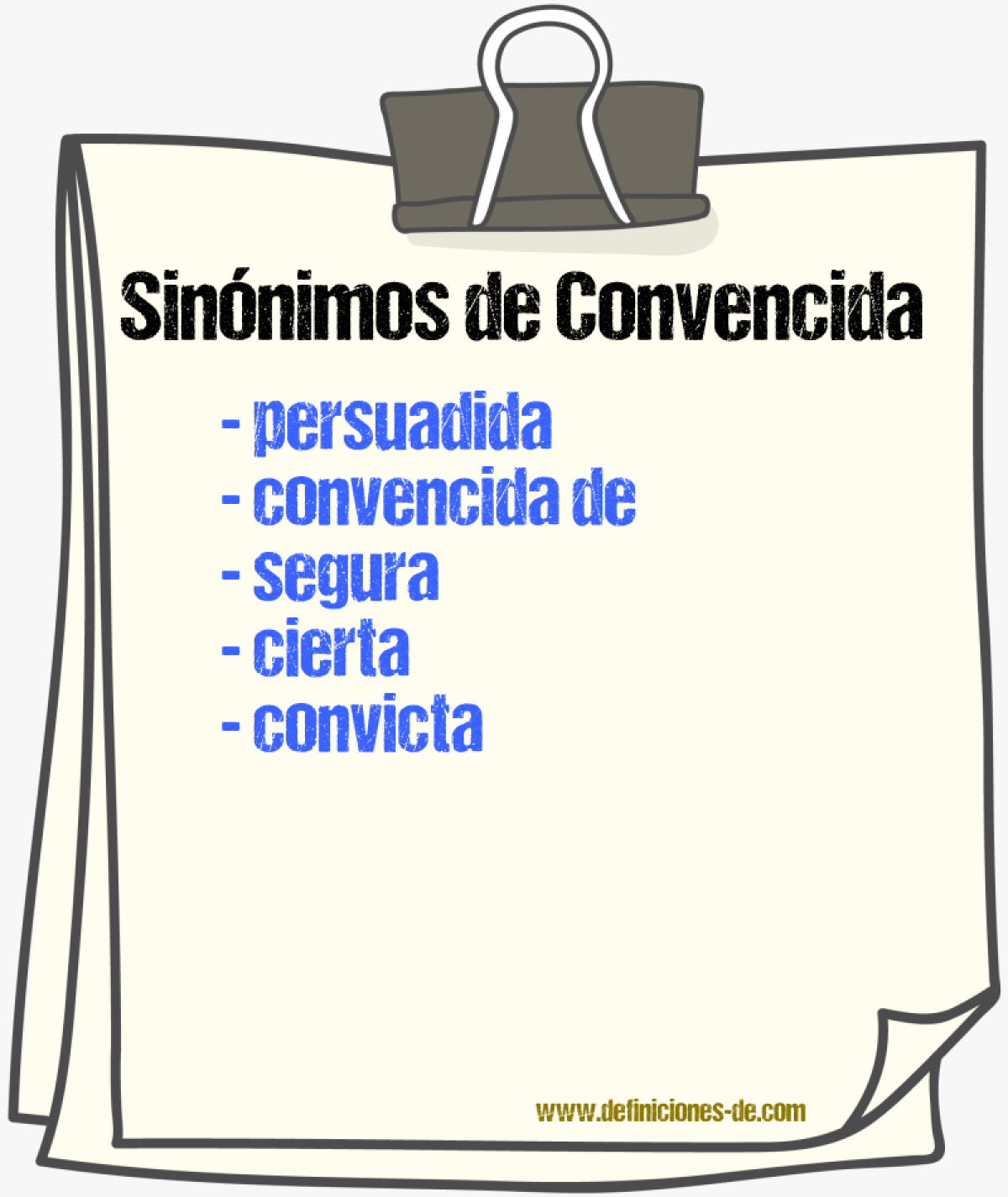 Sinónimos de convencida