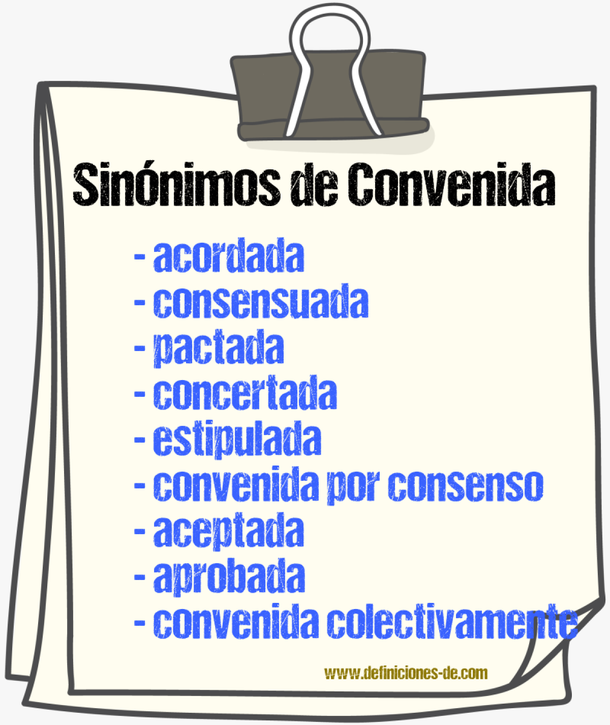 Sinónimos de convenida