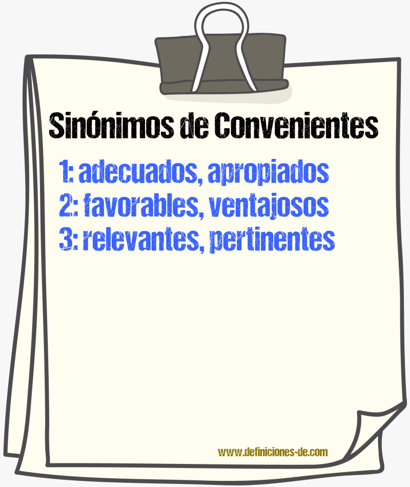 Sinónimos de convenientes