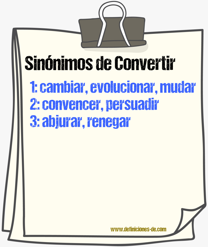 Sinnimos de convertir