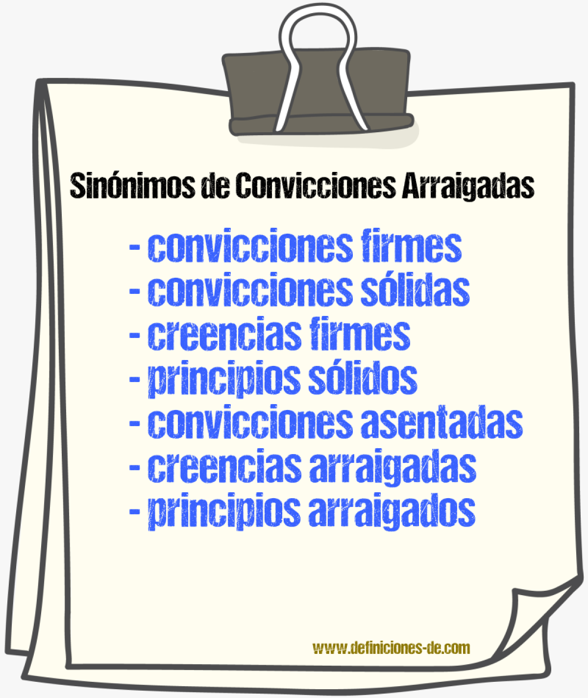 Sinónimos de convicciones arraigadas