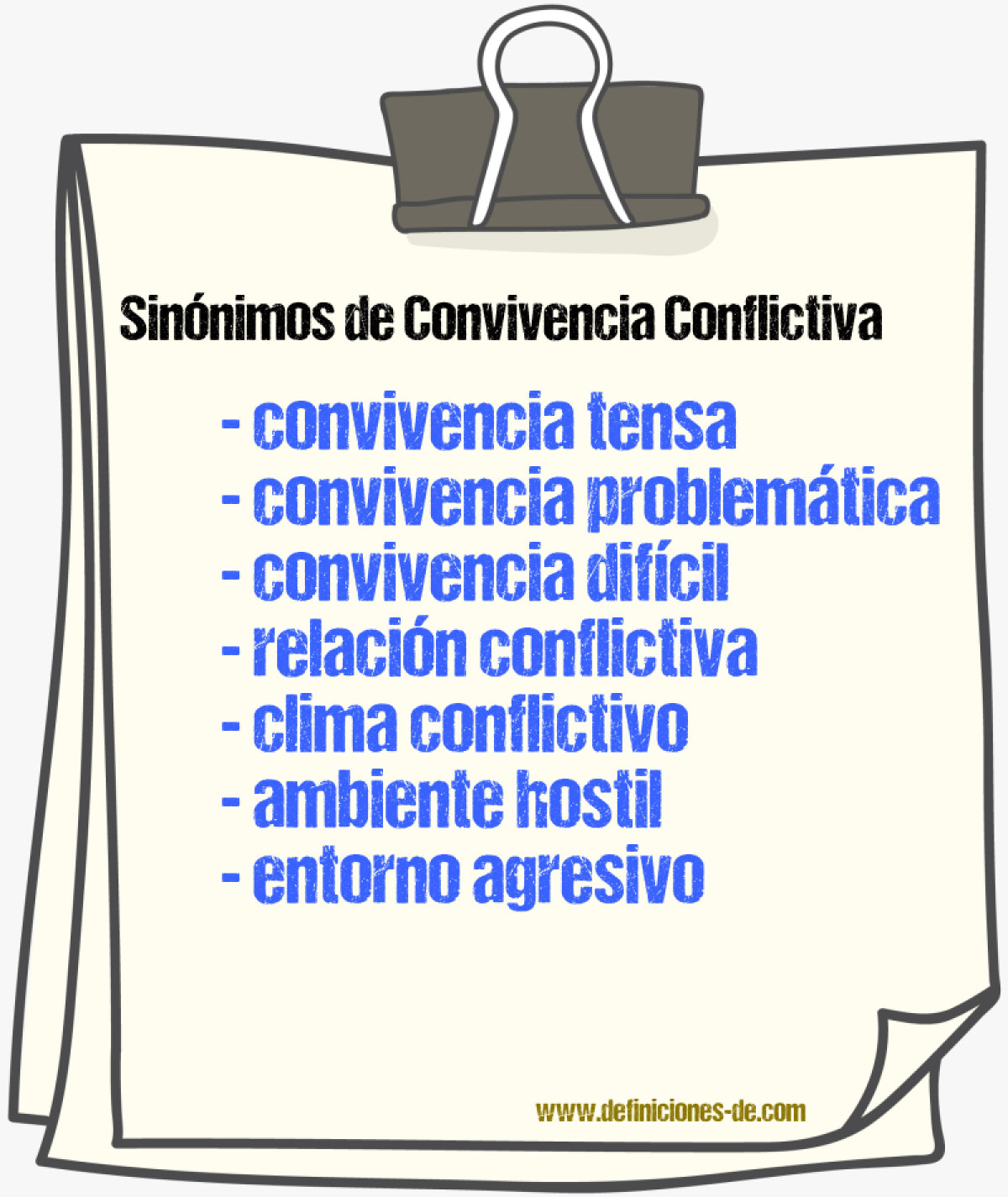 Sinónimos de convivencia conflictiva