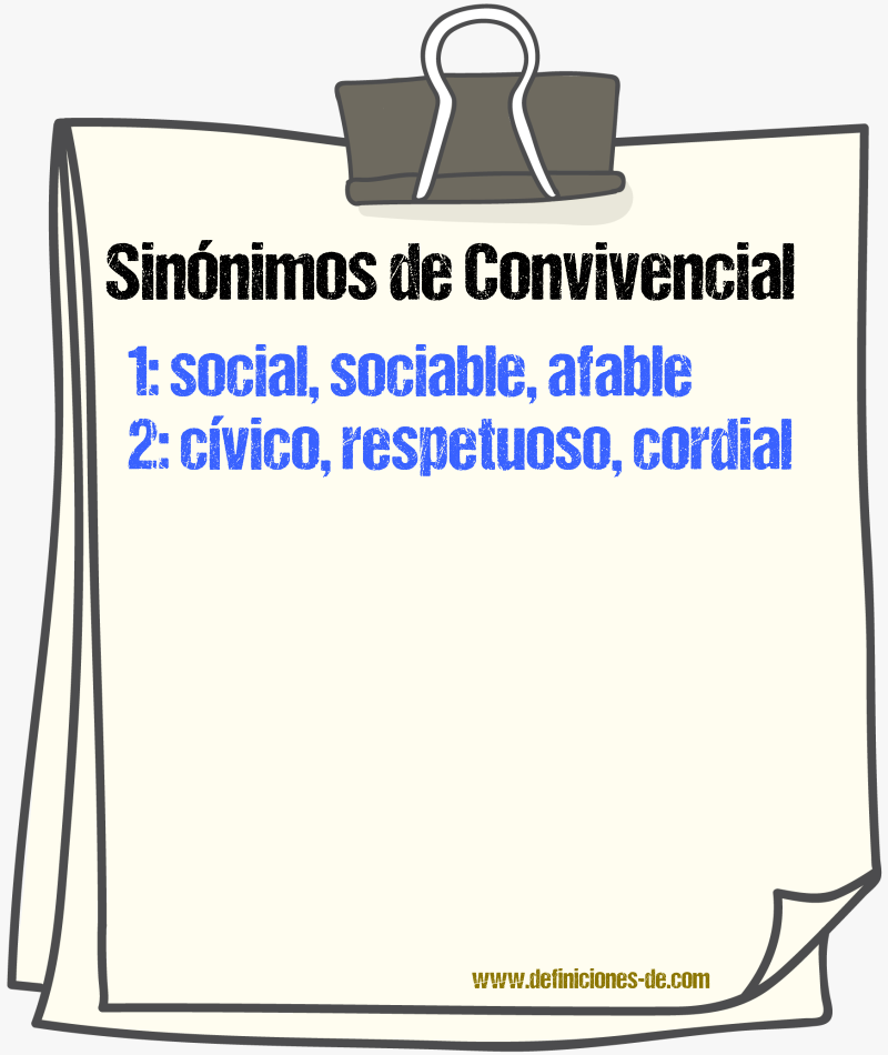 Sinónimos de convivencial