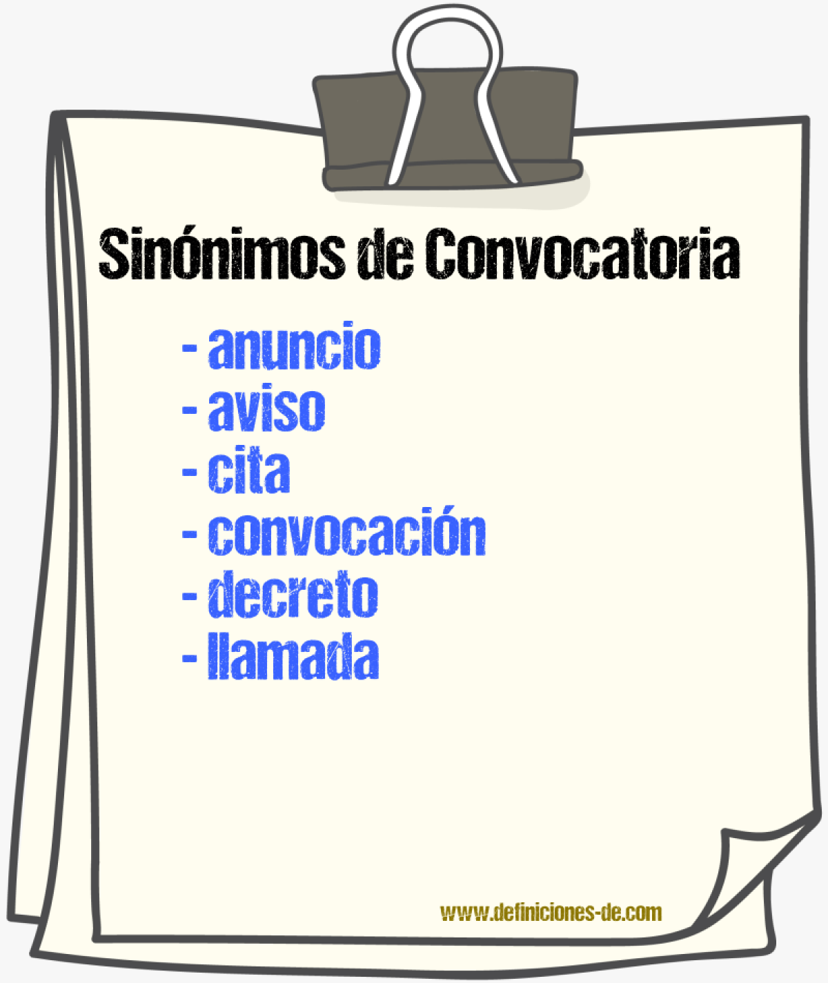 Sinnimos de convocatoria