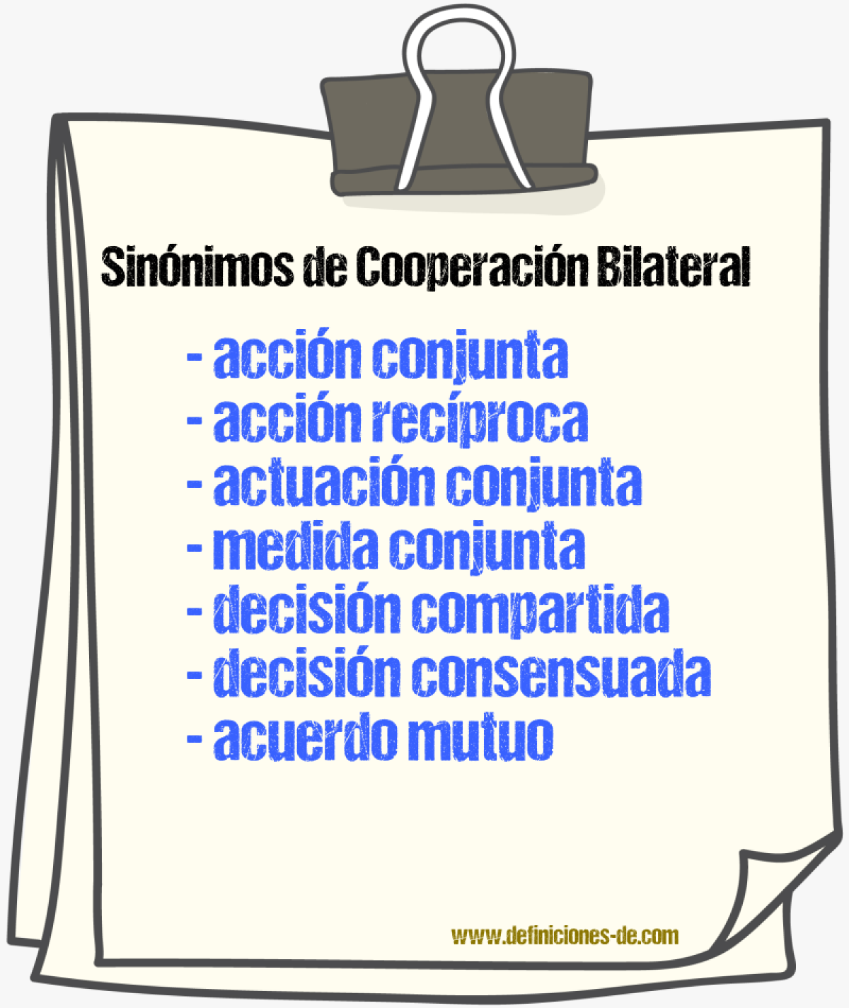 Sinónimos de cooperación bilateral
