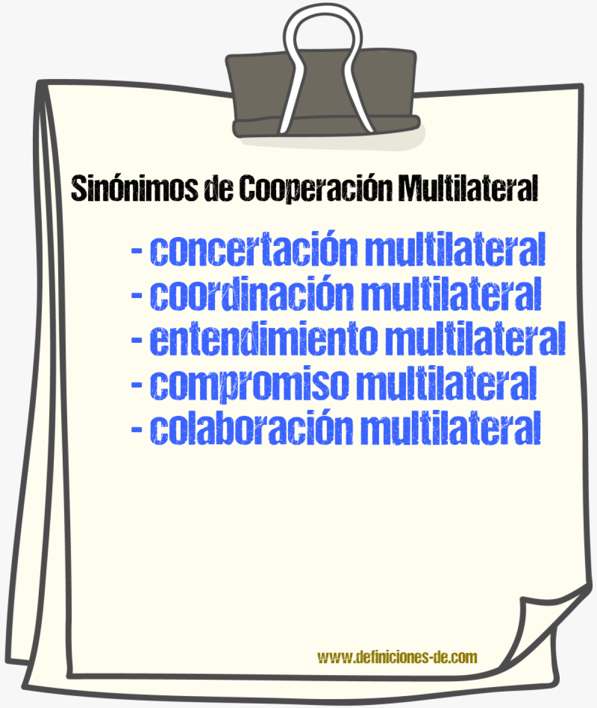 Sinónimos de cooperación multilateral