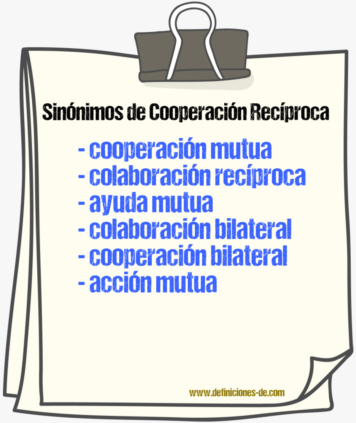 Sinónimos de cooperación recíproca