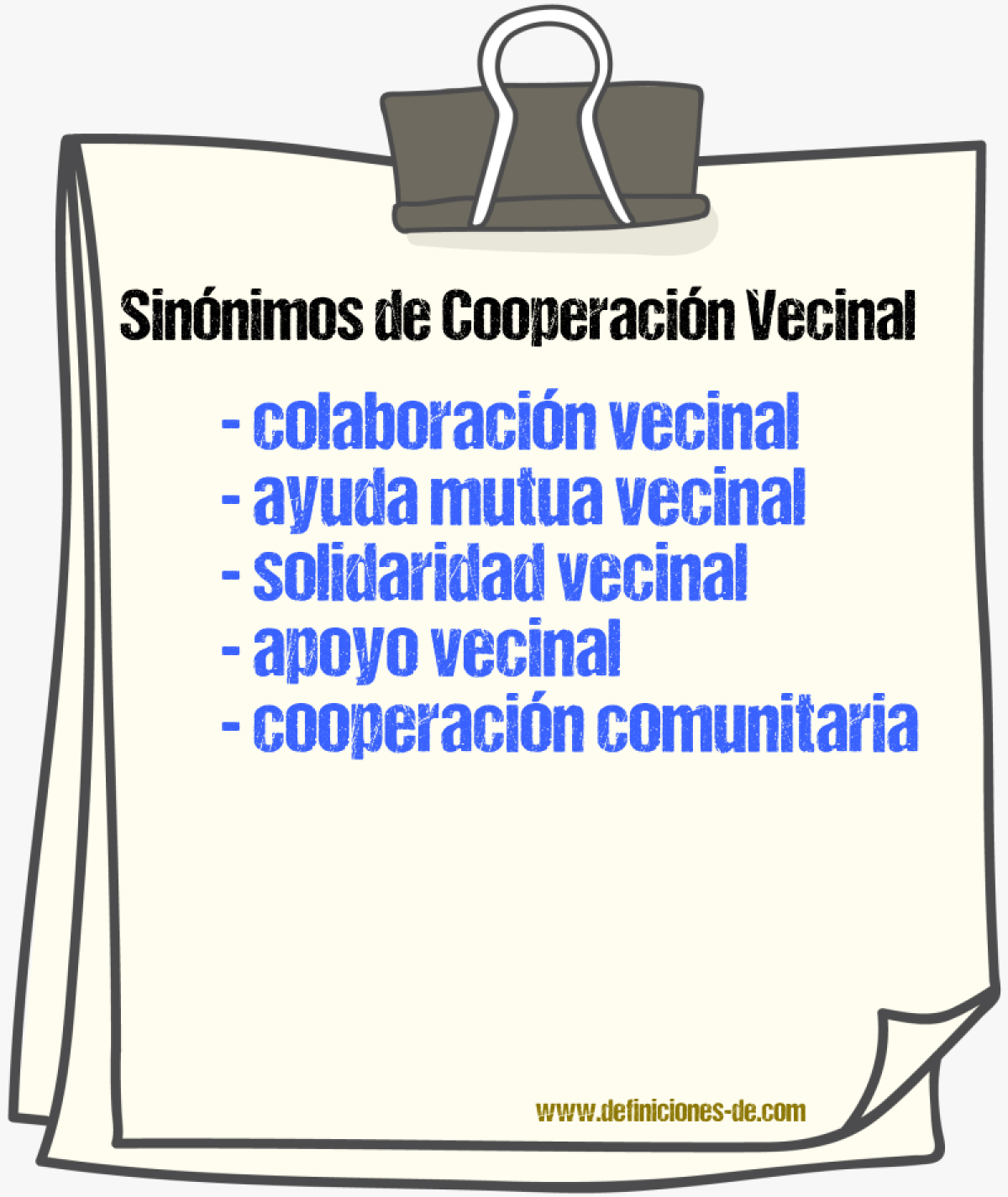 Sinónimos de cooperación vecinal