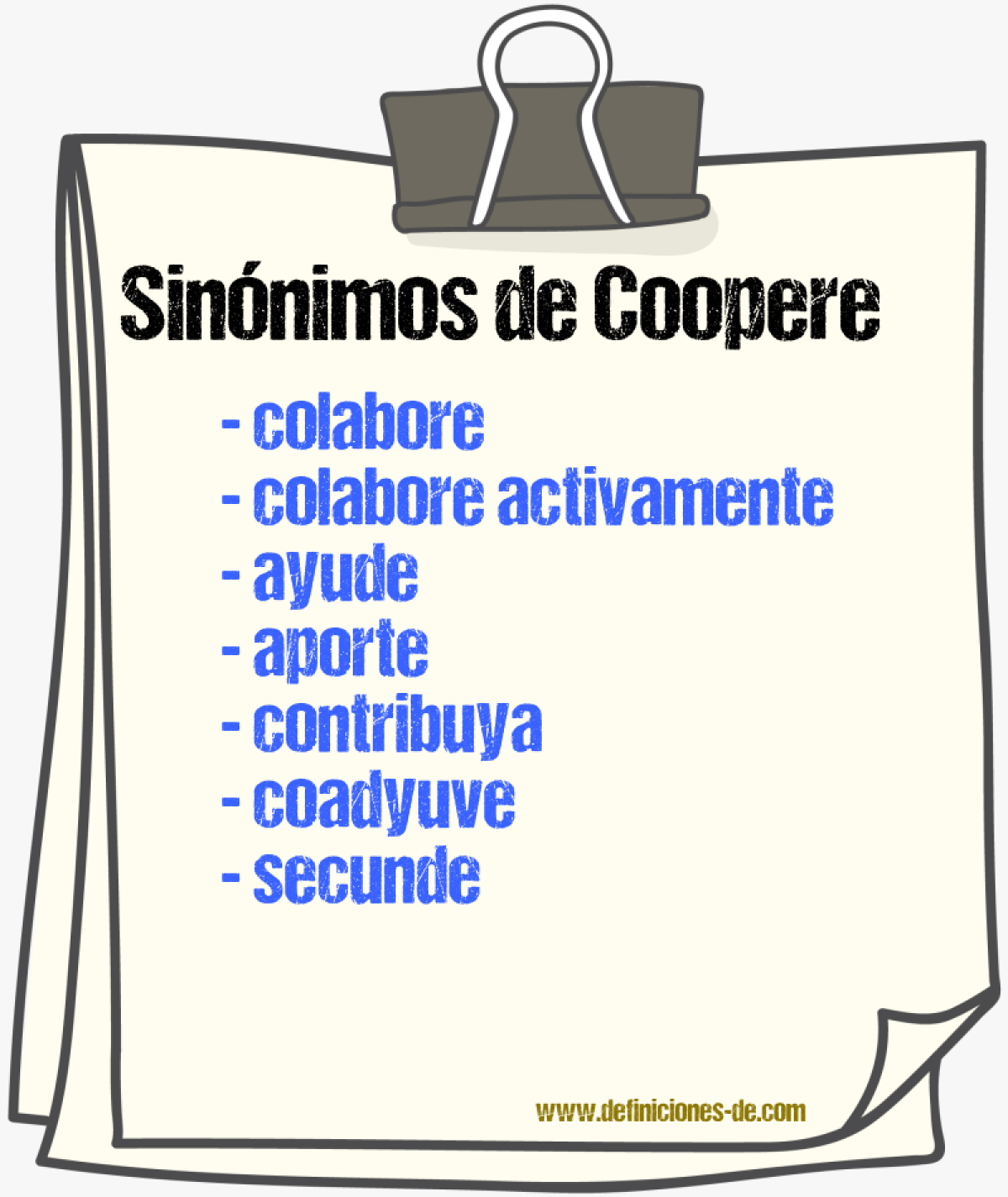Sinónimos de coopere