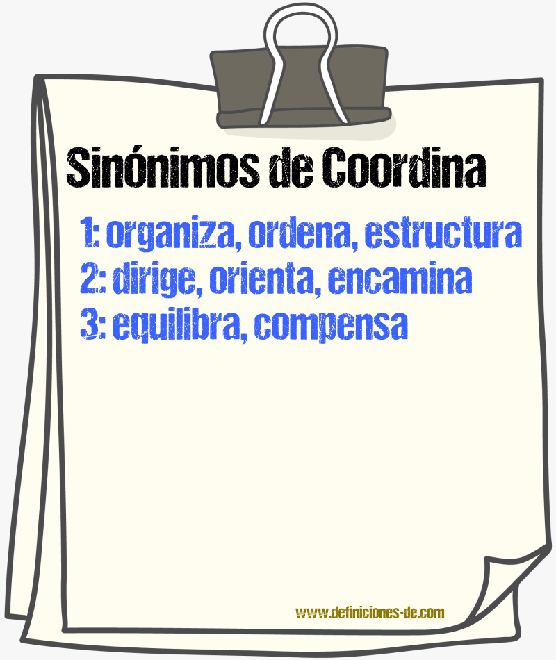 Sinónimos de coordina