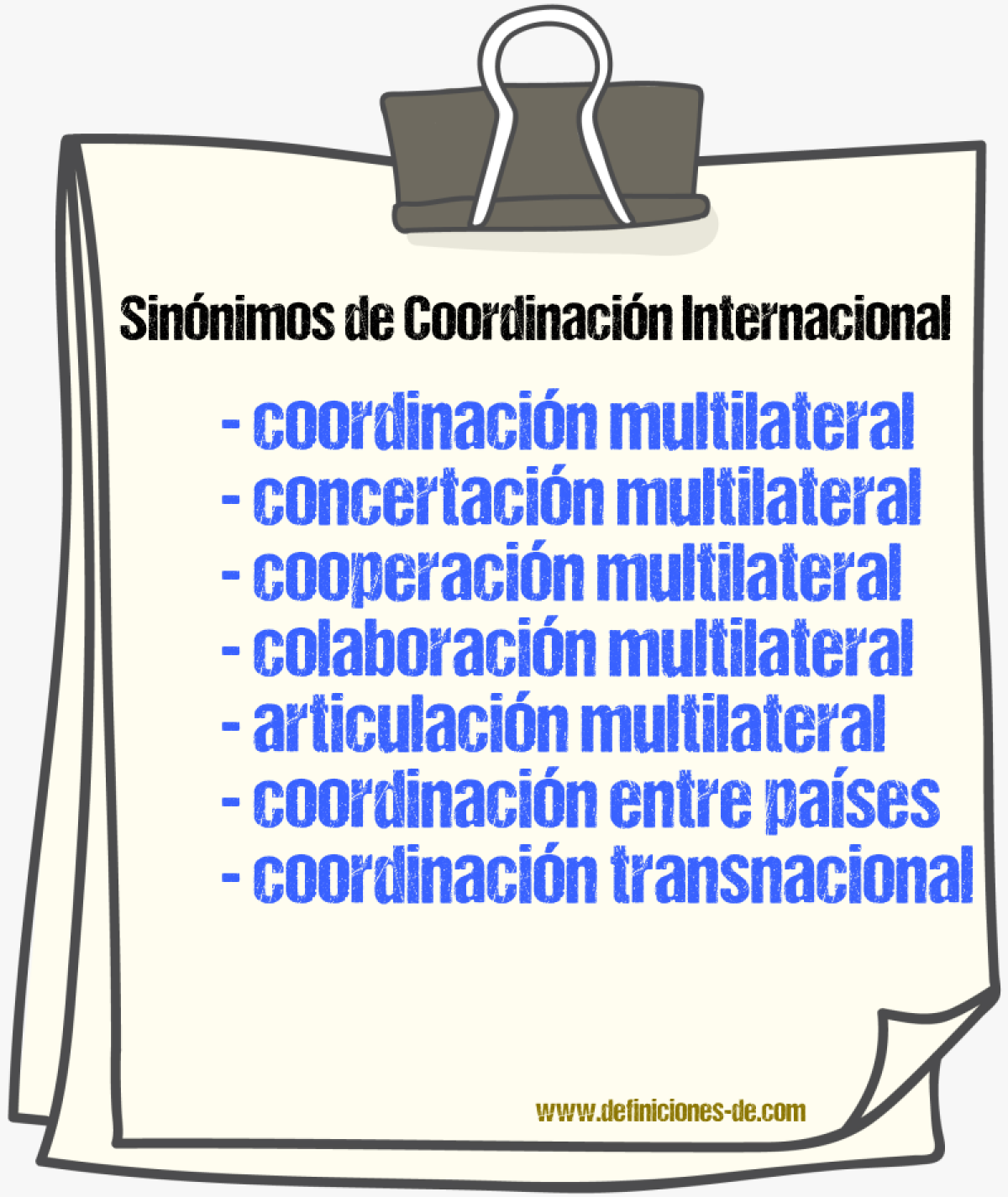 Sinónimos de coordinación internacional