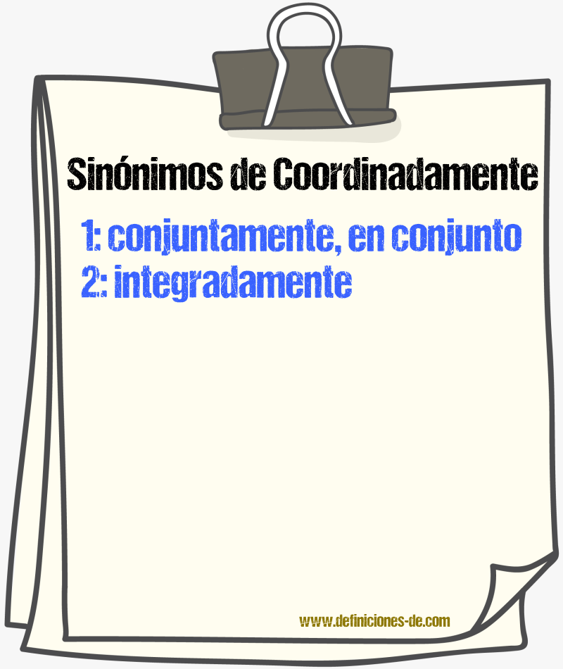 Sinónimos de coordinadamente