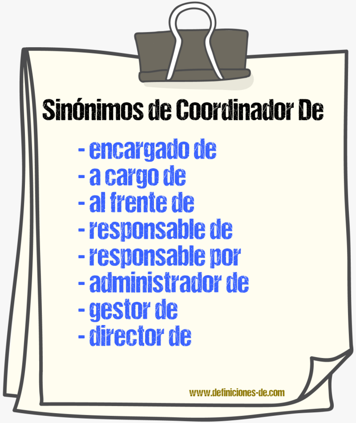 Sinónimos de coordinador de