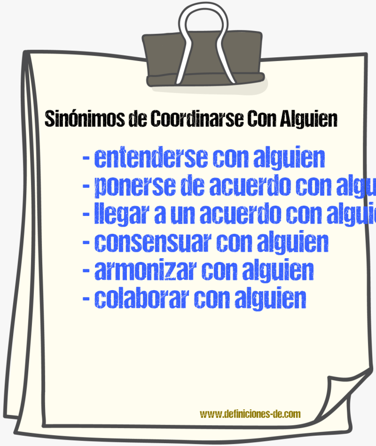 Sinónimos de coordinarse con alguien