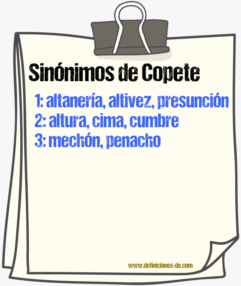 Sinnimos de copete