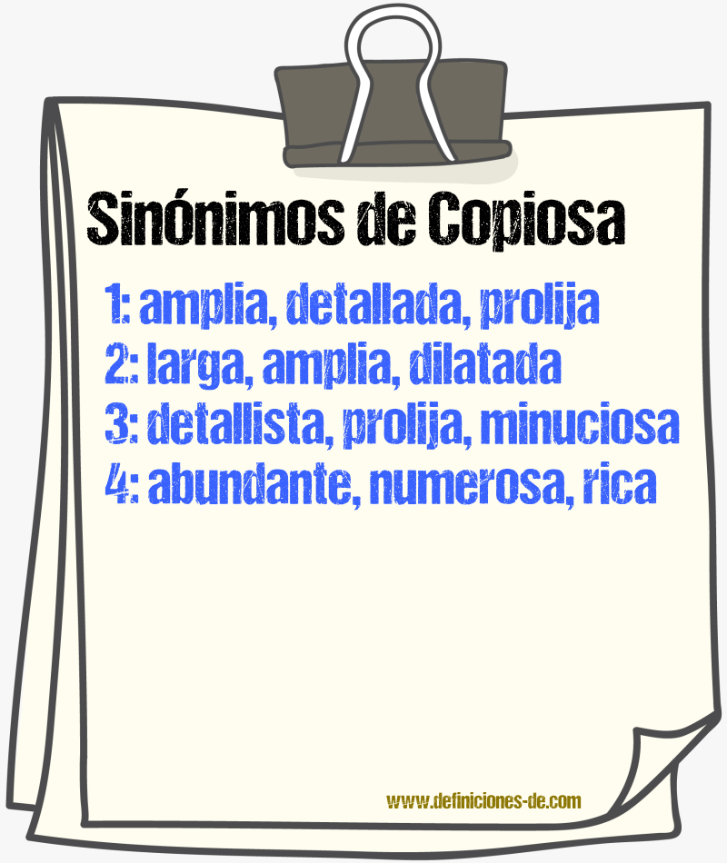 Sinónimos de copiosa