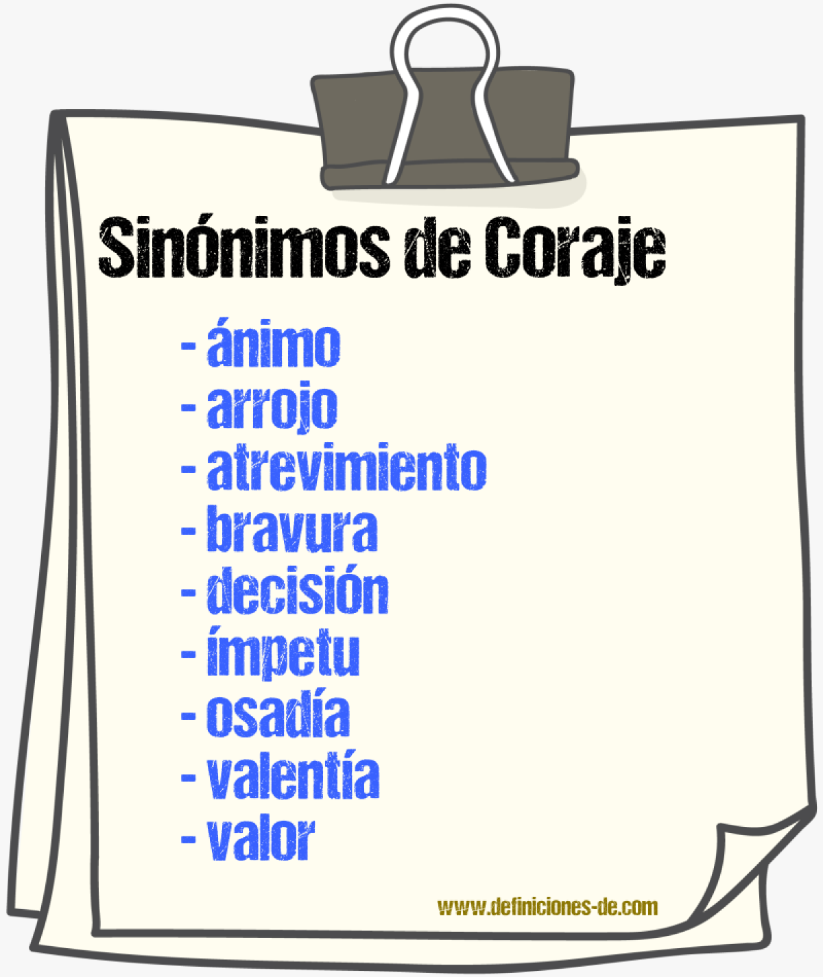 Sinnimos de coraje