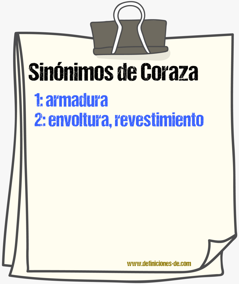 Sinnimos de coraza