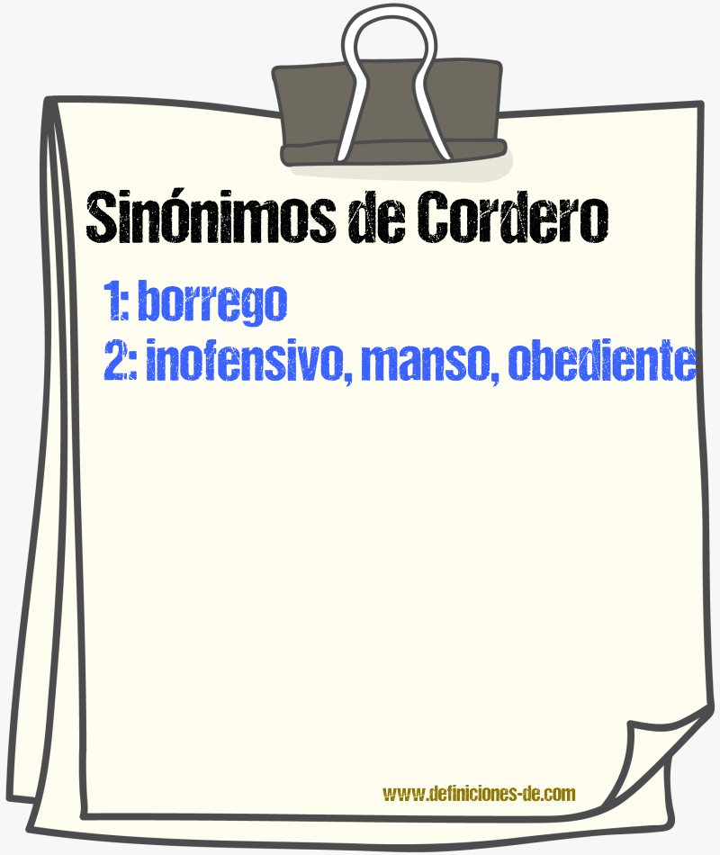 Sinnimos de cordero