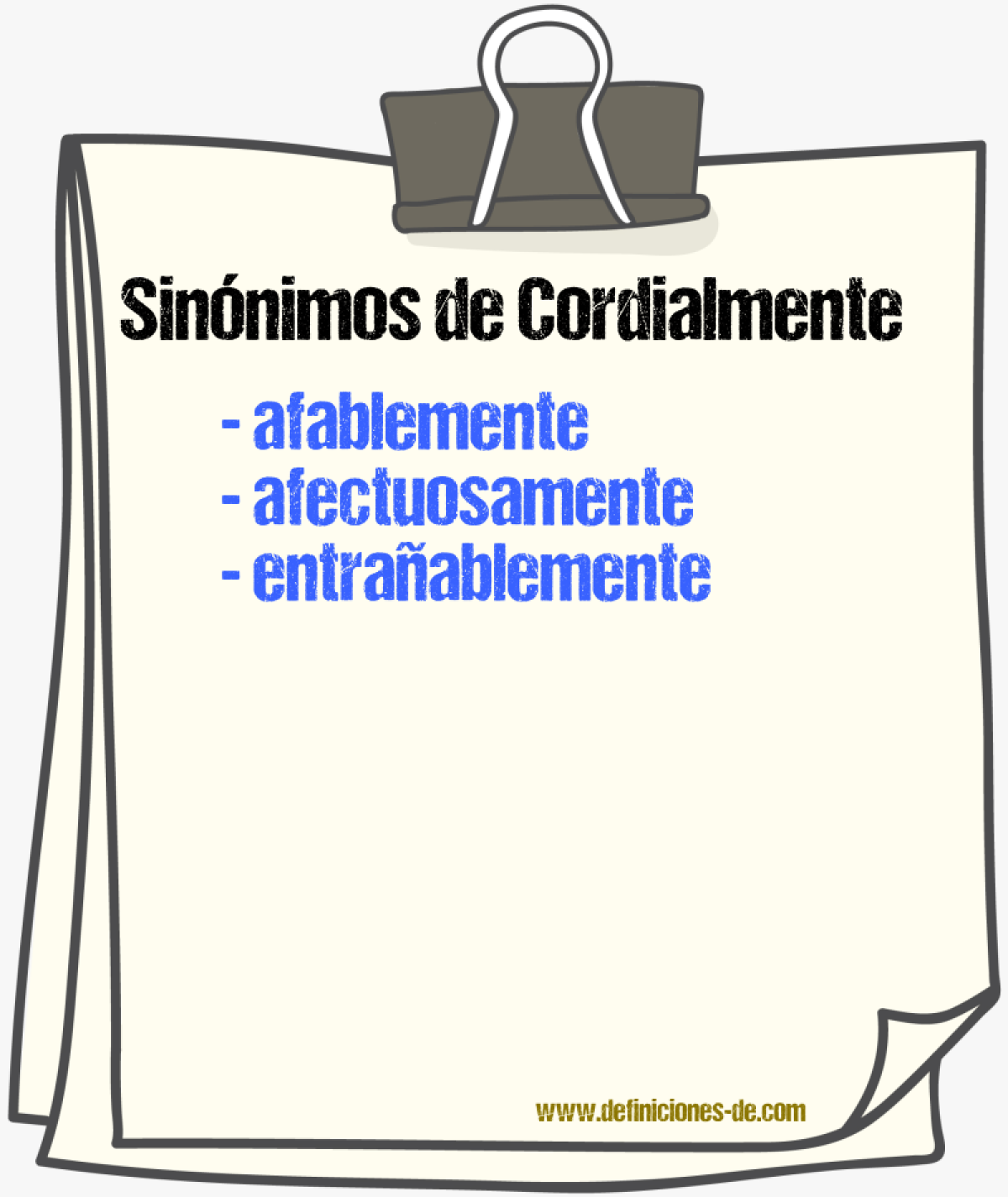 Sinnimos de cordialmente