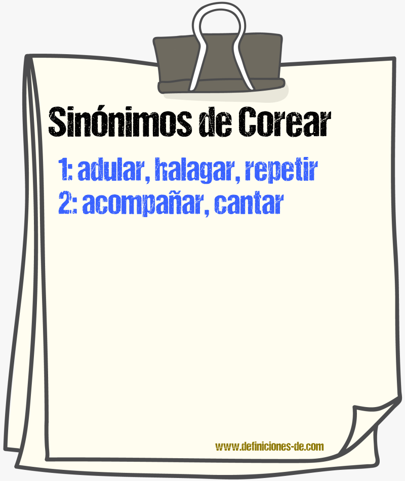 Sinnimos de corear