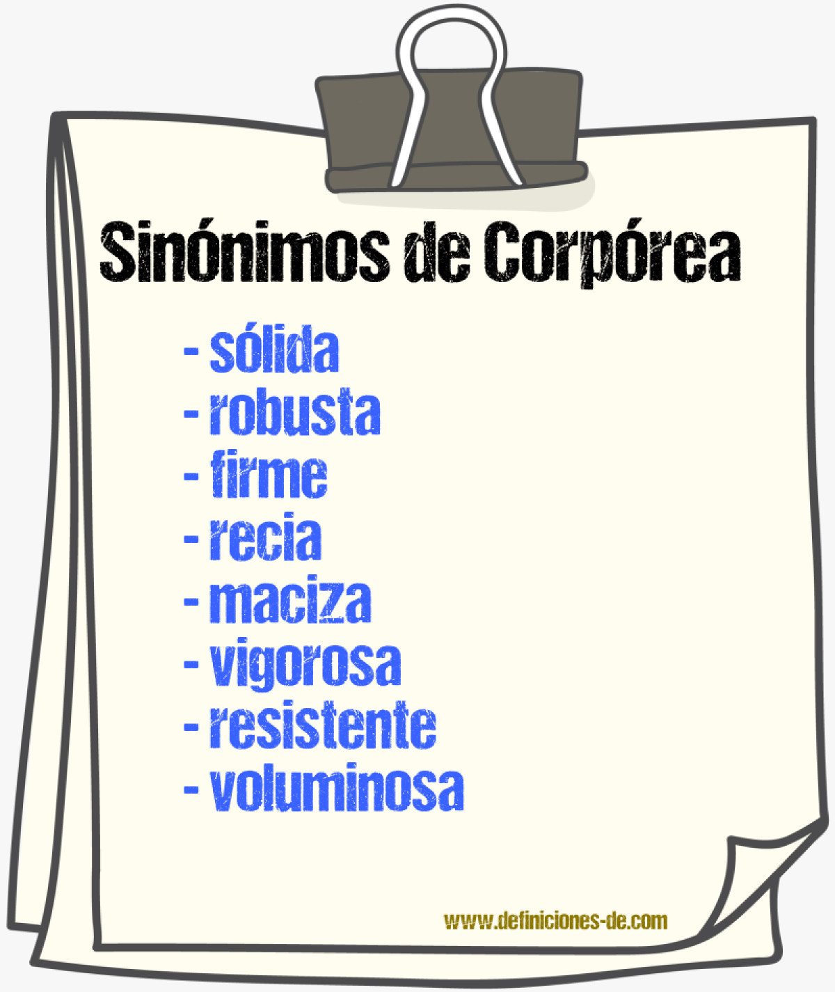 Sinónimos de corpórea