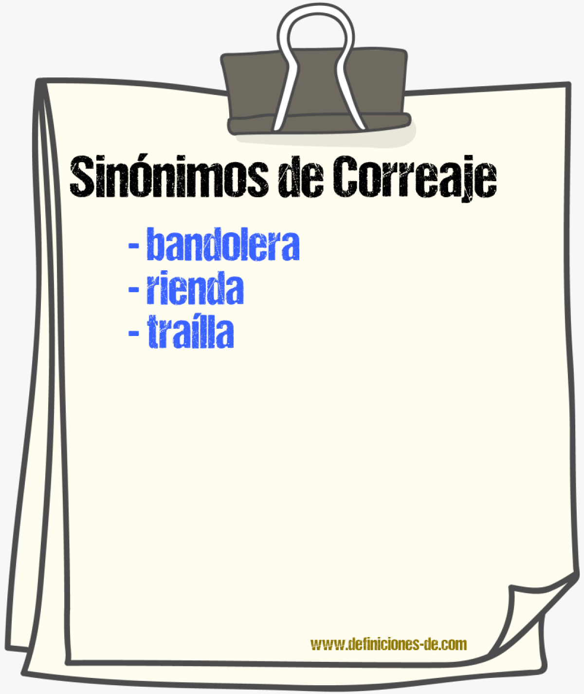 Sinnimos de correaje