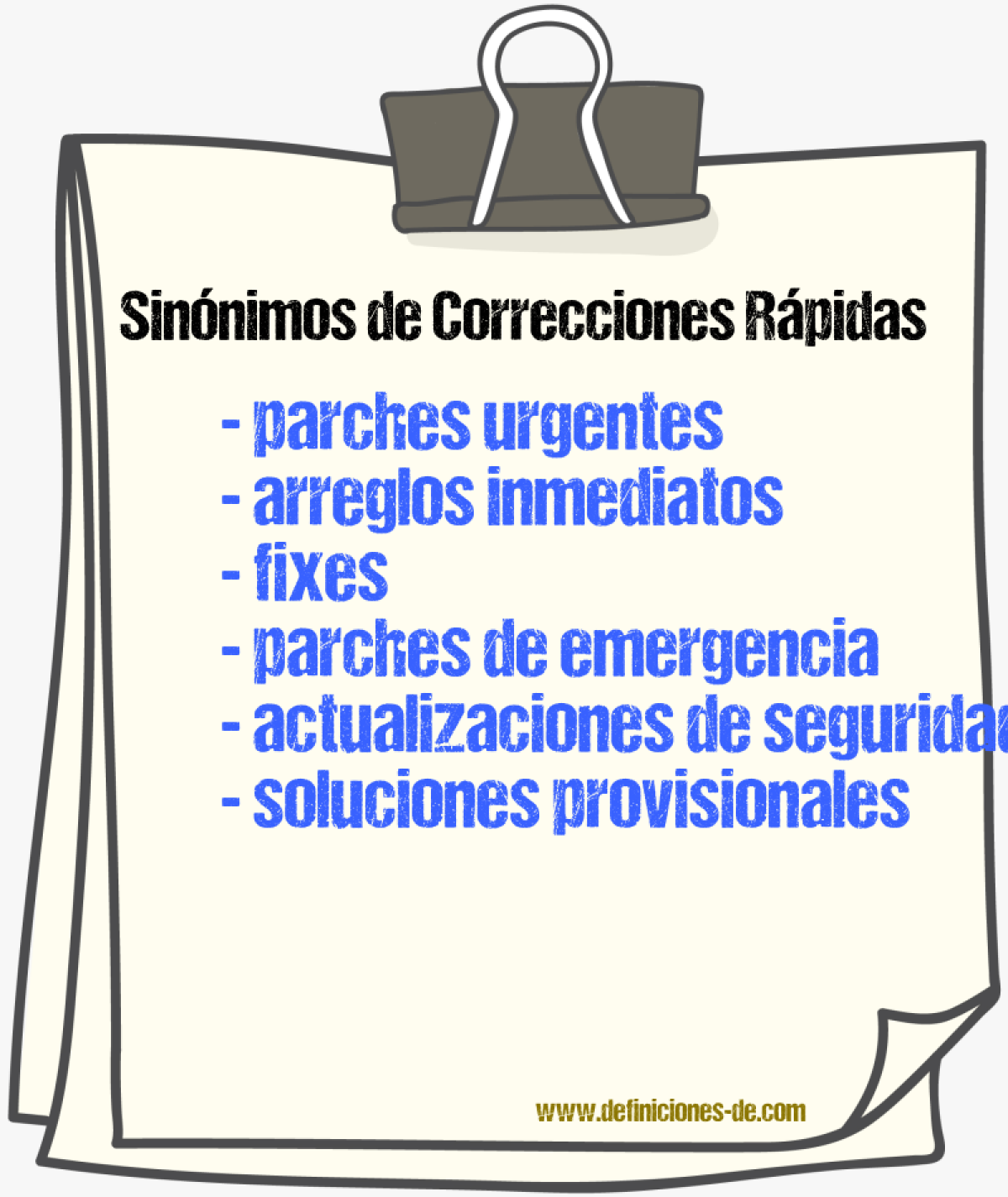 Sinónimos de correcciones rápidas