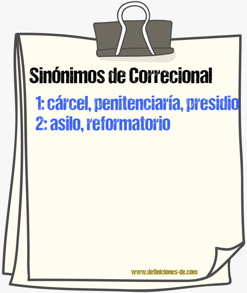 Sinnimos de correcional