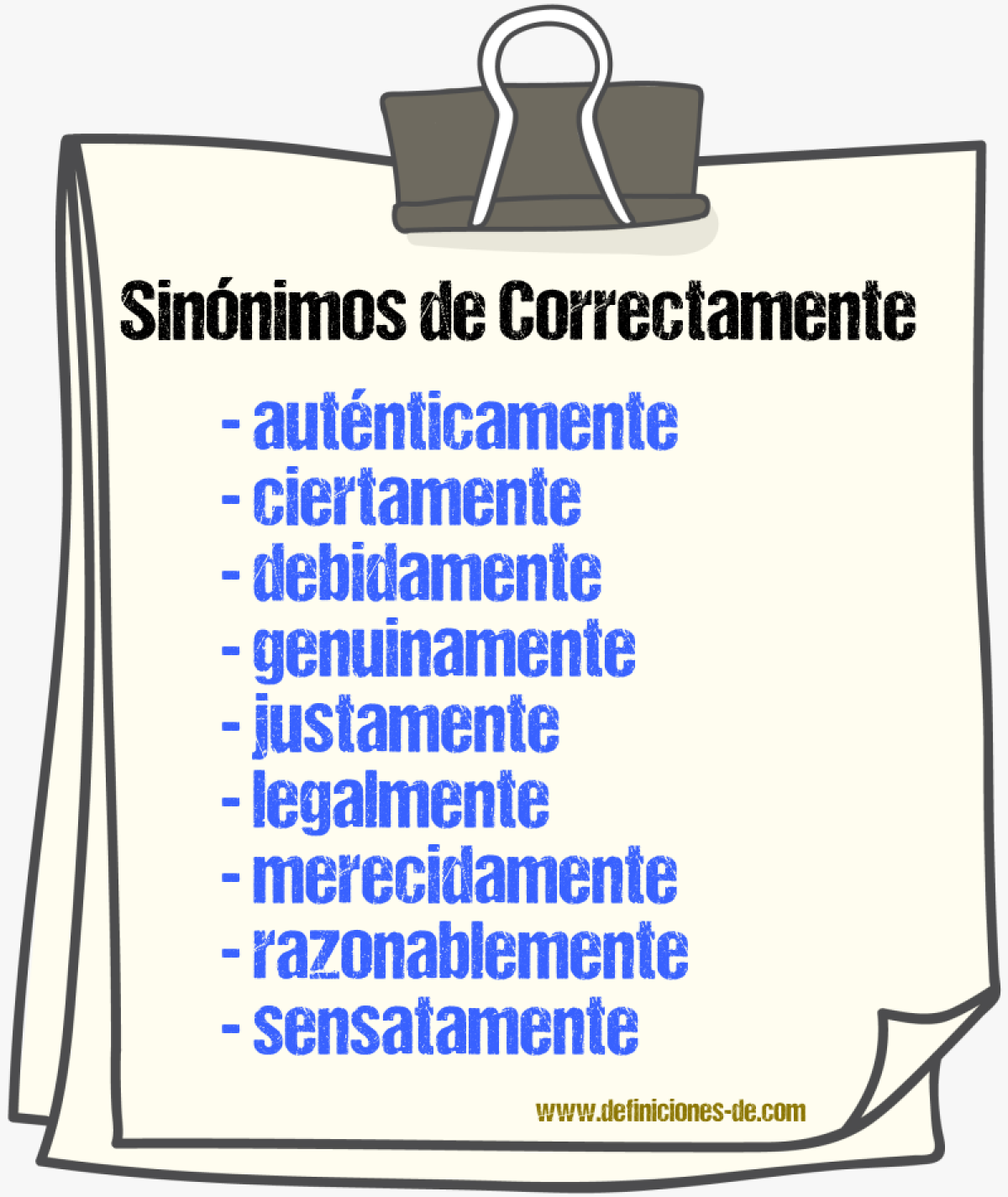 Sinnimos de correctamente