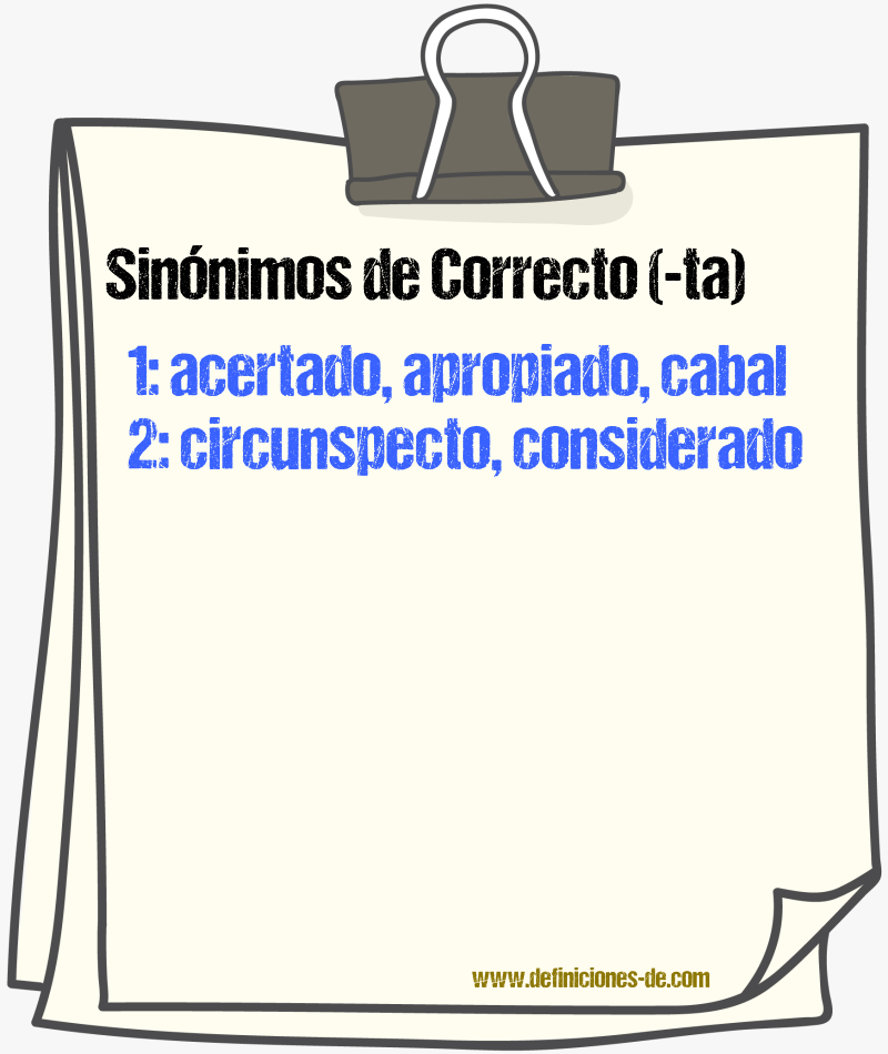 Sinnimos de correcto