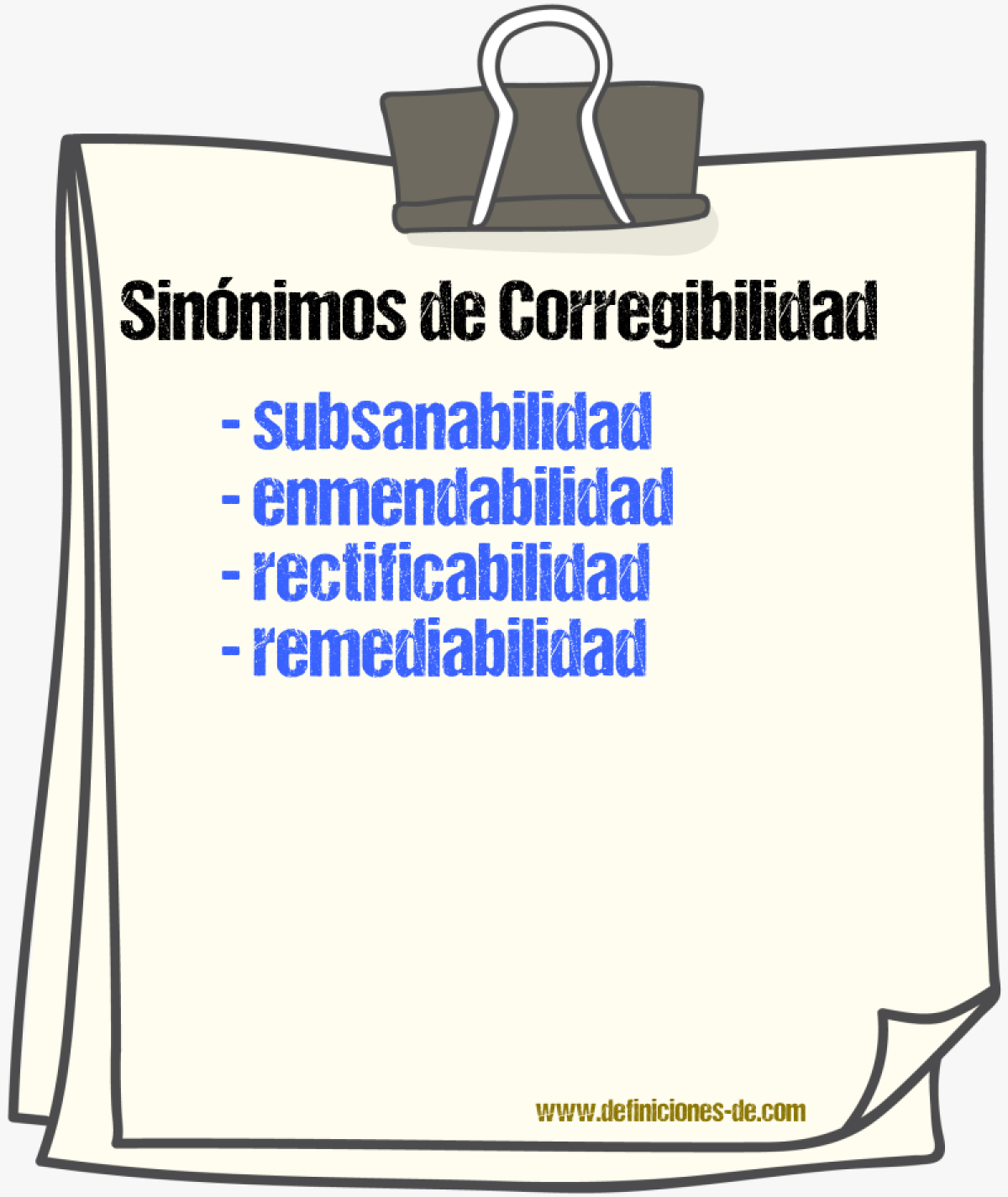Sinónimos de corregibilidad