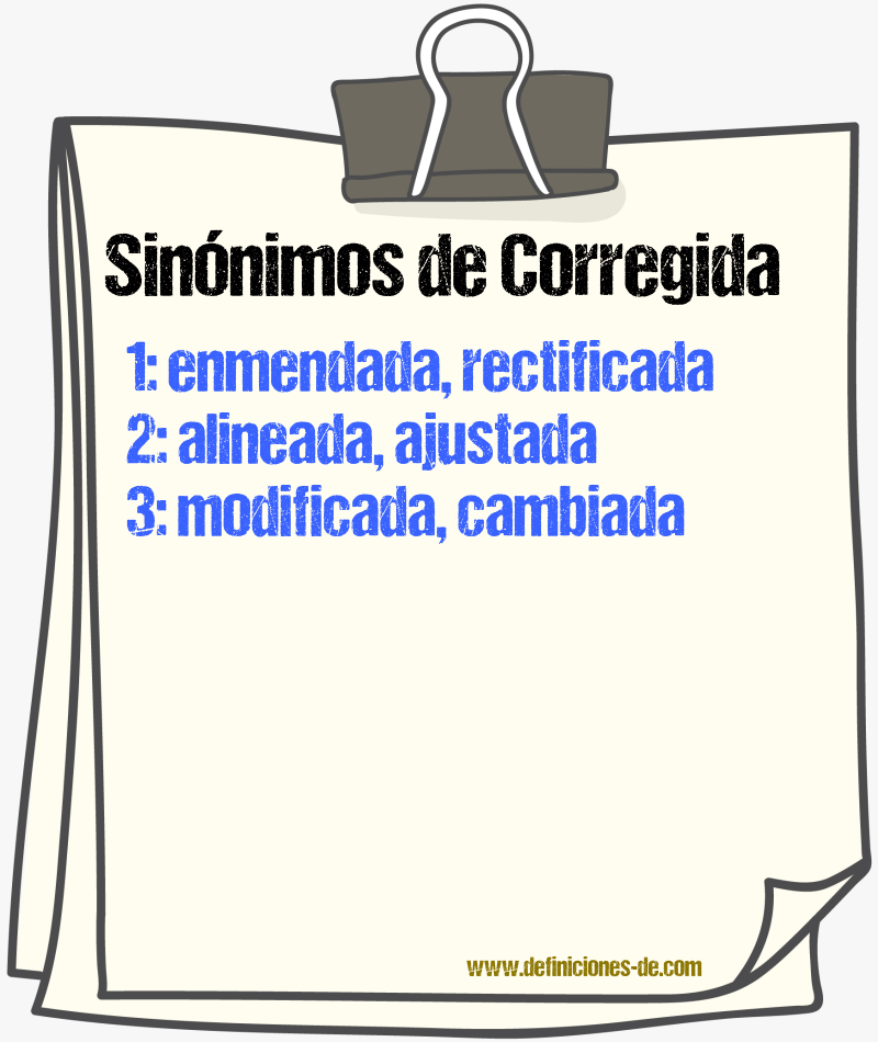 Sinónimos de corregida