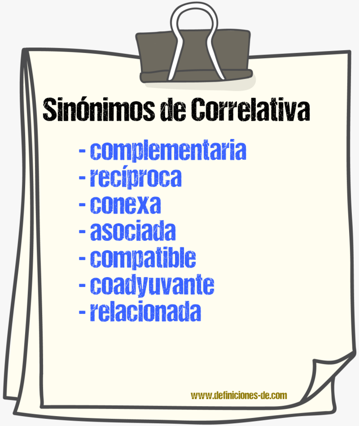 Sinónimos de correlativa