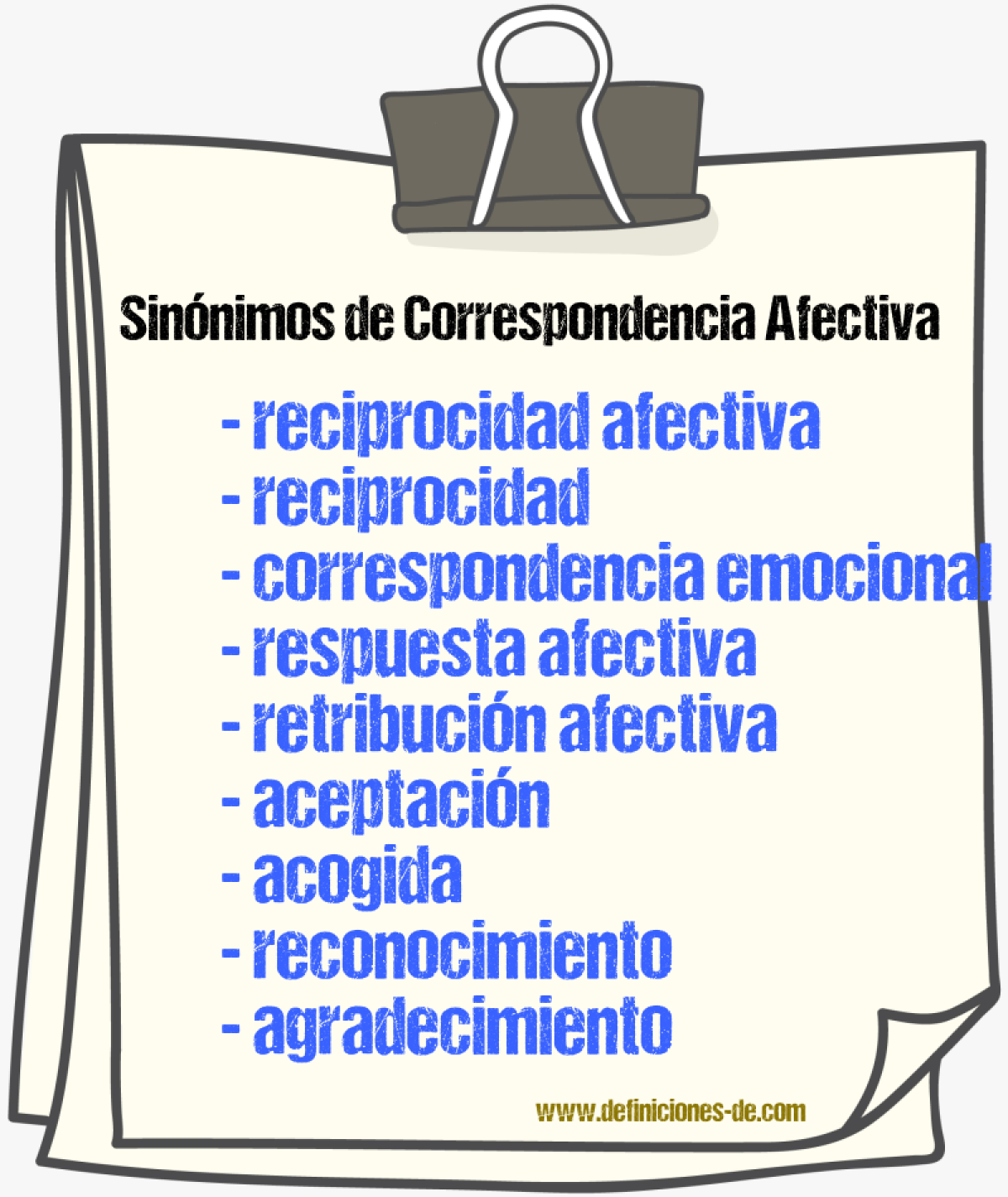 Sinónimos de correspondencia afectiva