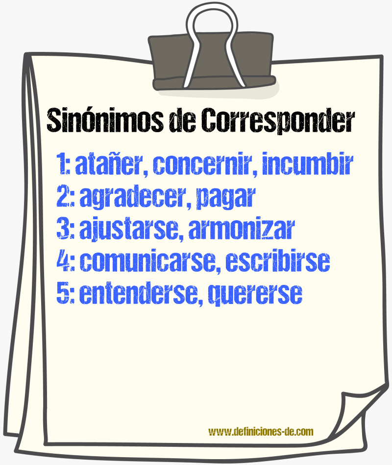 Sinnimos de corresponder