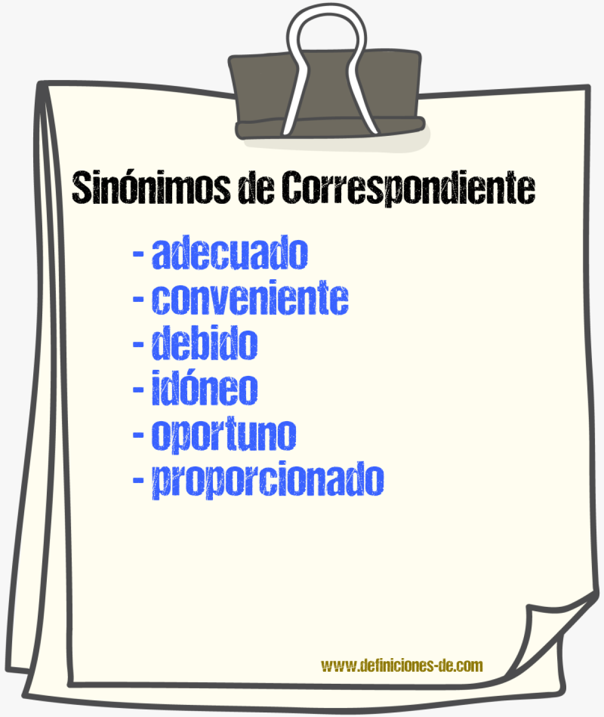 Sinnimos de correspondiente