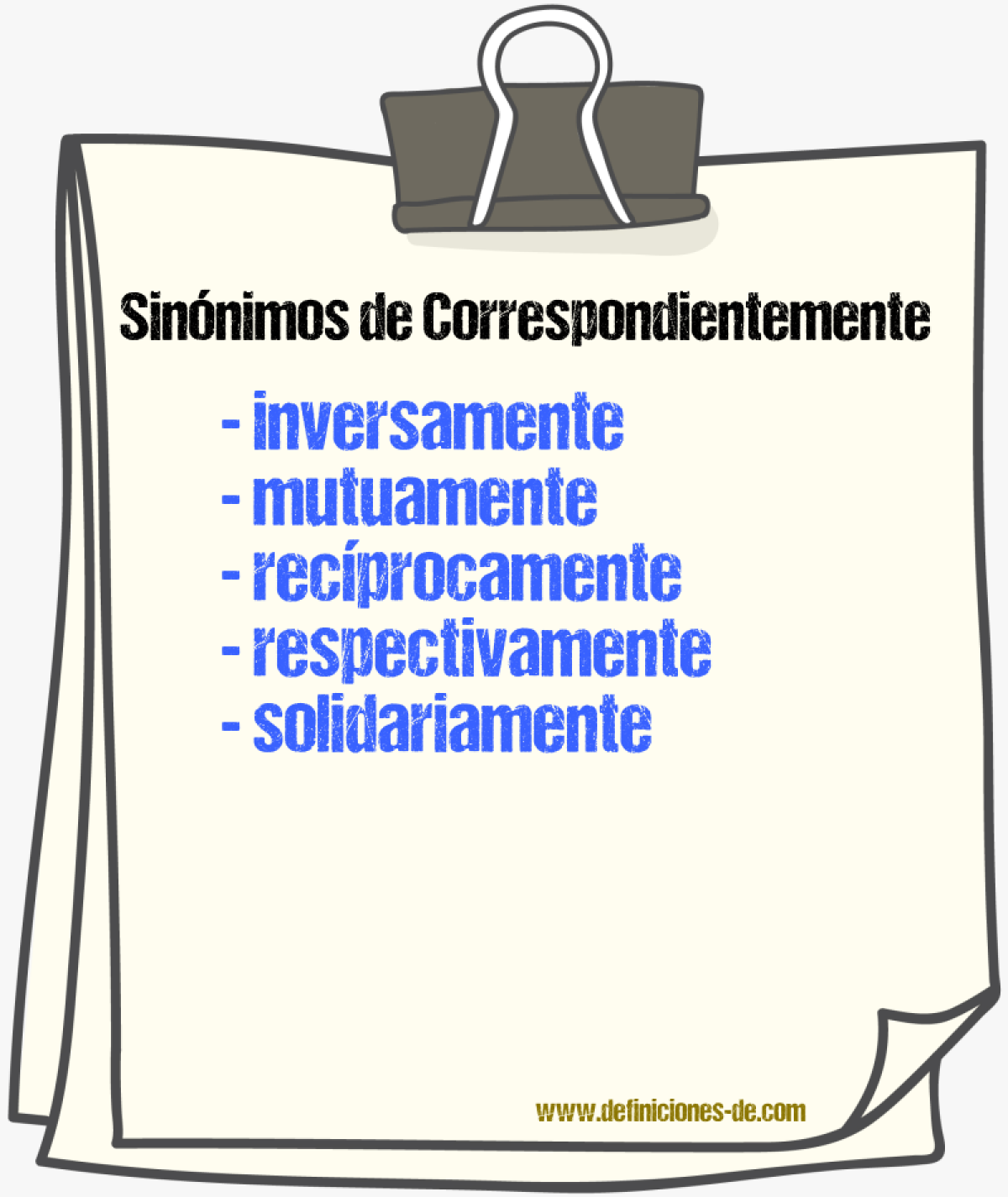 Sinnimos de correspondientemente