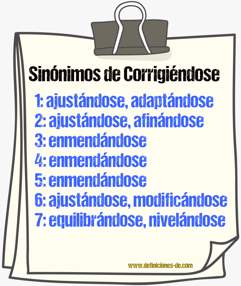 Sinónimos de corrigiéndose